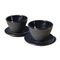 Old Dutch International Old Dutch International 1080MB 4 oz Tea Cups & Saucers Cast Iron - Matte Black  Set of 2 1080MB